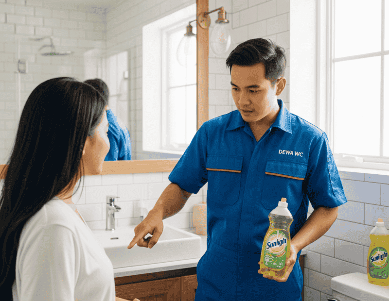 mengatasi wc mampet dengan sunlight